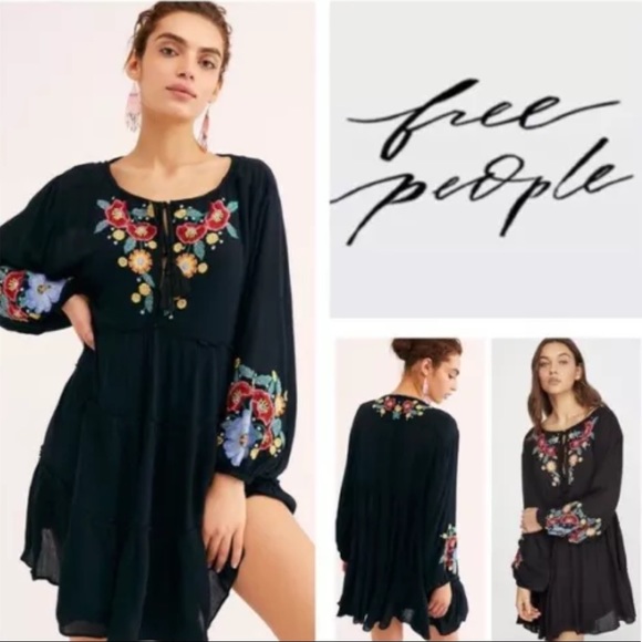 Free People Dresses & Skirts - Free People Spell On You Dress Tunic Floral Black